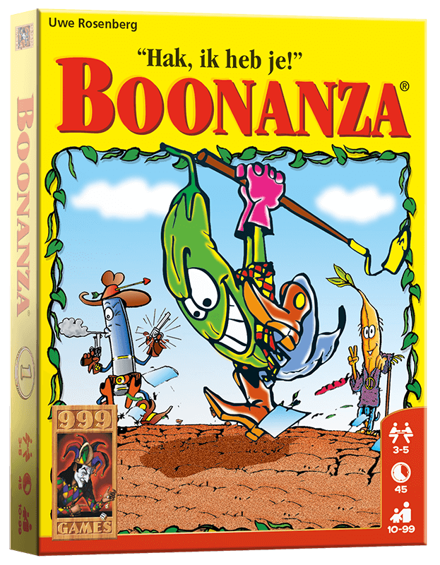 Boonanza board game box featuring colorful bean characters in a fun, playful design.