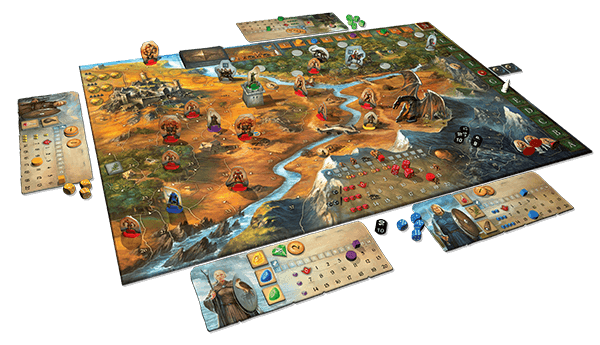 De Legenden van Andor bordspel met kleurrijk speelbord en heldenfiguren, ideaal voor coöperatieve spelervaringen.