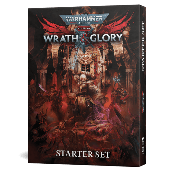 Warhammer 40K Wrath & Glory RPG Starter Set box with dark and epic artwork.